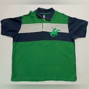 Beverly Hills Polo Club short sleeve Green and Navy polo shirt XXL‎ EUC